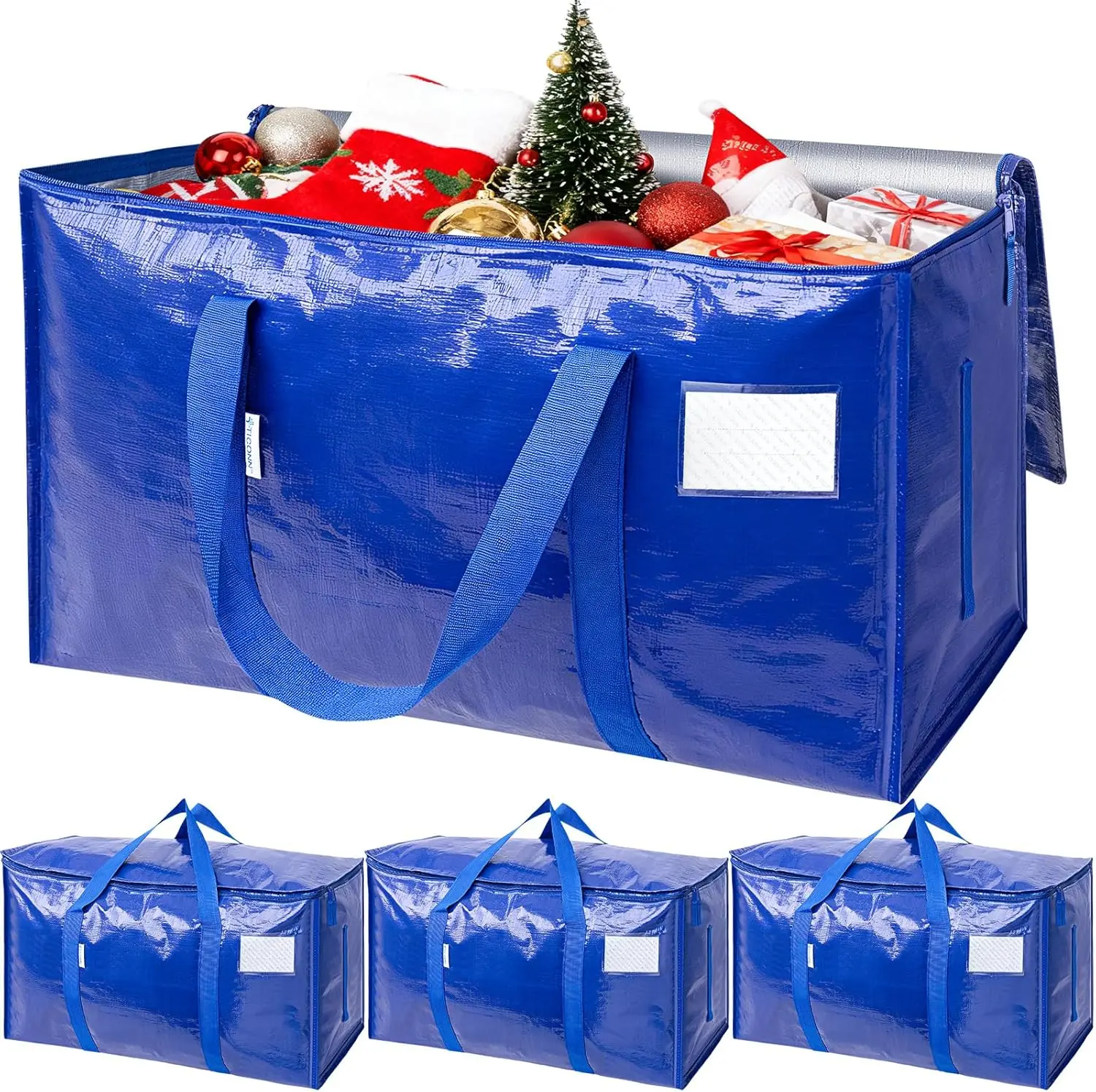4-pack extra-large moving bags with zippers and handles heavy-duty storage boxes for storing Christmas toys and saving space