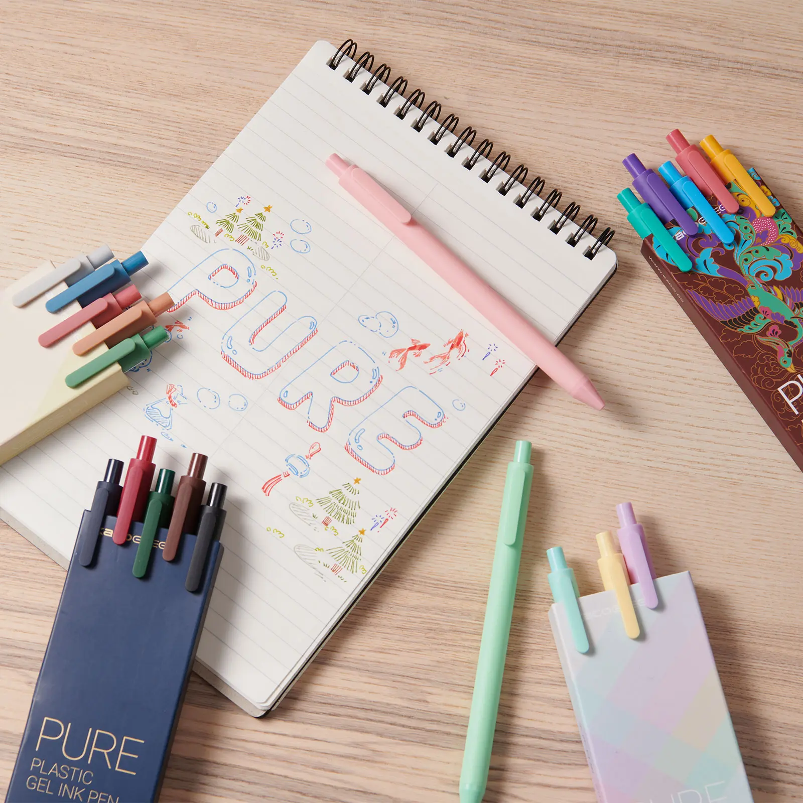 Kaco PURE Gel Pens Set, 30 Pieces Colored Pens Set with Assorted Color Ink, 0.5mm Fine Point Aesthetic Cute Stationery for Journaling, Cubicle Work Accessories for School Office Elegant Student Pen, Vibrant Colored Gel Pen Set, Perfect Gift