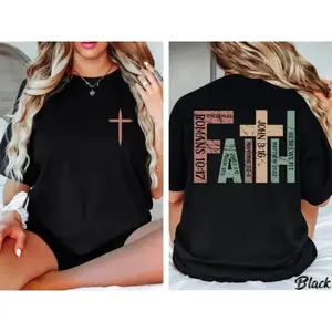 Vintage Christian TShirt Religious Apparel Bible Verse Design Faith Inspired Cross Prayer Cotton Top