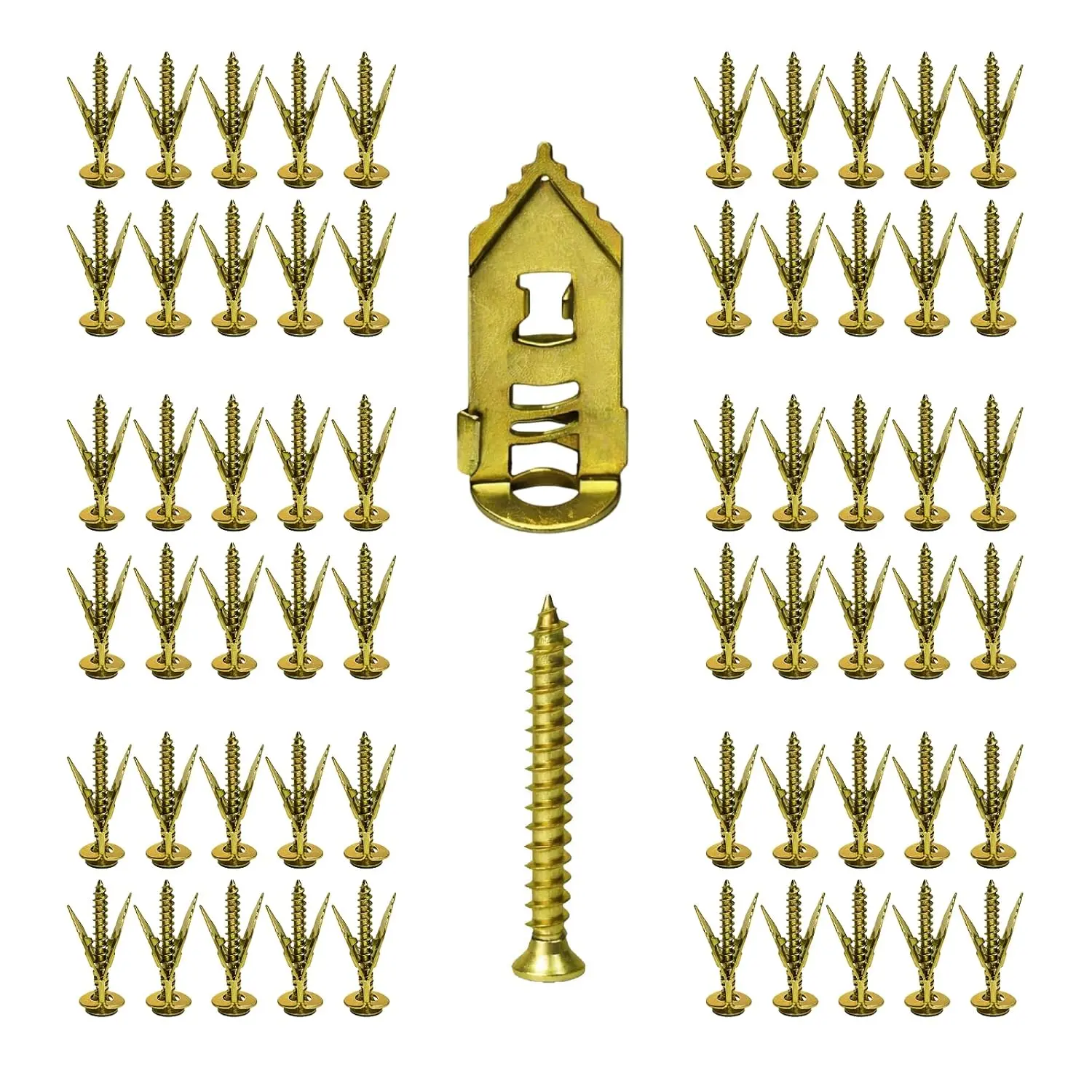 120PCS Zinc-Plated Steel Self-Drilling Drywall Anchors with Screws Wall Mount Kit, No Pre-Drill Required, for Shelves, Mirrors