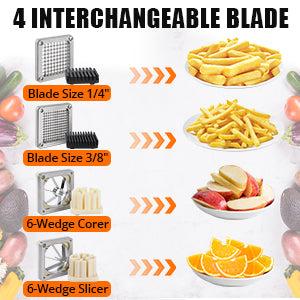 GARVEE Commercial Vegetable Fruit Chopper, Stainless Steel French Fry Cutter, 4 Blades, Heavy Duty, Ergonomic Handle, Non-Slip Feet, Easy Cleaning, Ideal for Restaurants and Home Kitchens