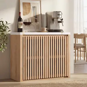 Sikaic Cabinet with Storage, Fluted Console Cabinet, Sideboard with Adjustable Shelf, Modern Buffet Table, Credenza, for Kitchen, Living Room, Entryway