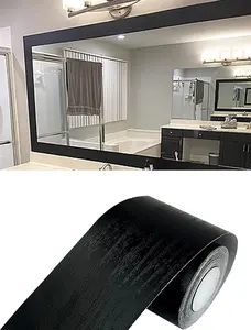 Black Wood Grain Self Adhesive Border Wallpaper Waterproof PVC Wall Sticker 2" x 390" (10M)