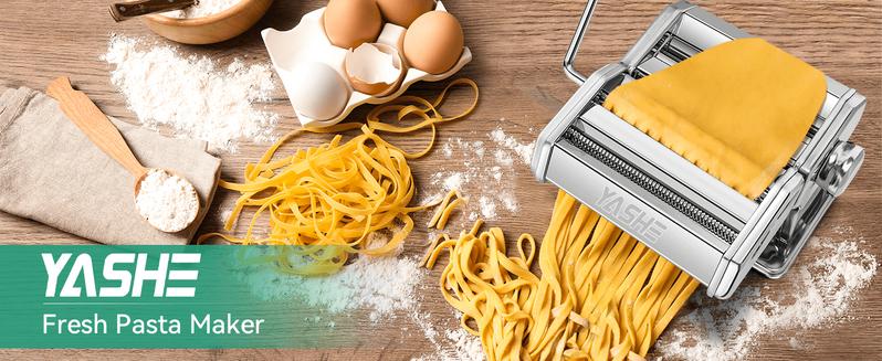 YASHE Pasta Maker Machine, Stainless Steel Pasta Roller and Cutter with 7 Adjustable Thickness Settings,  Kitchen Utensils Detachable Cooking Kitchenware, Cutting Noodle Home Operation Manual