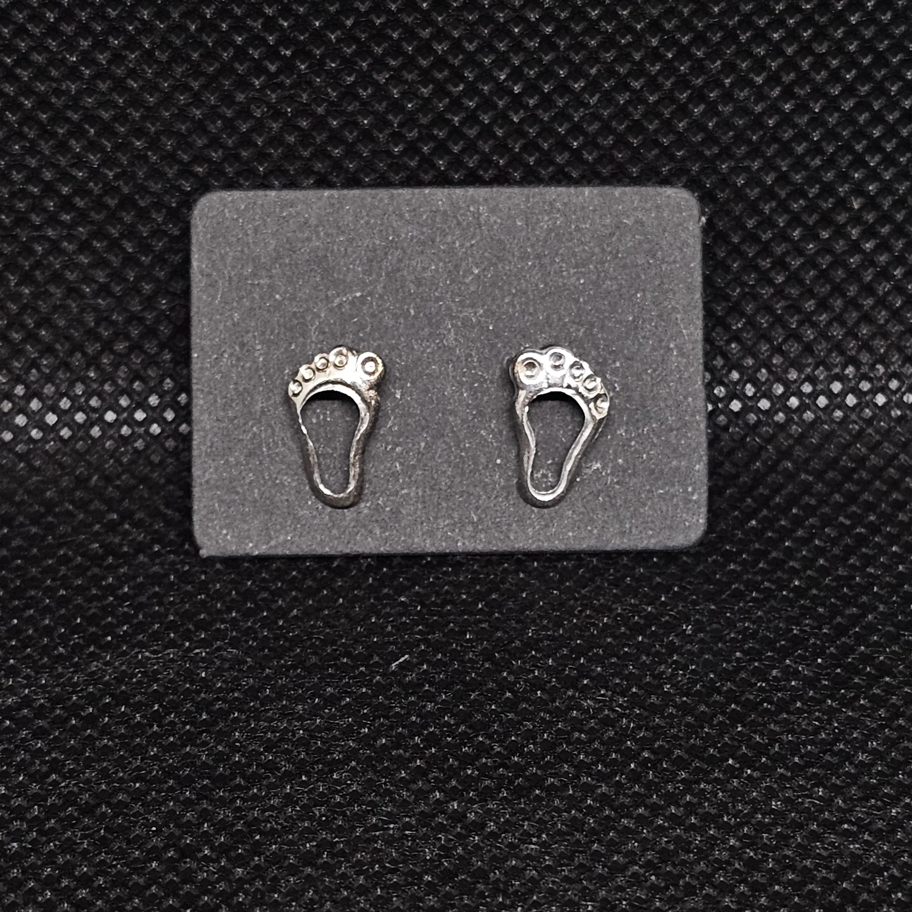 Baby Feet CZ Stud Earrings – ½” with Secure Screwball Backs