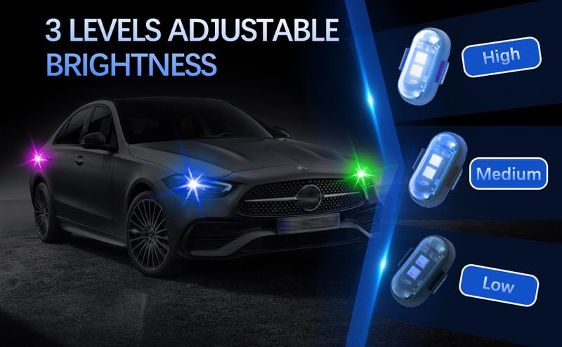 6PCS Wireless LED Lights for Car with Remote Control, High Brightness Wireless LED Strobe Light USB Charge IP65 Waterproof Anti-Collision for Car Motorcycle Aircraft Bike