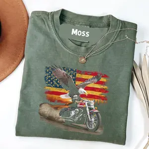 Comfort Colors American Flag Motorcycle Tshirt USA Flag Biker Retro T-Shirt