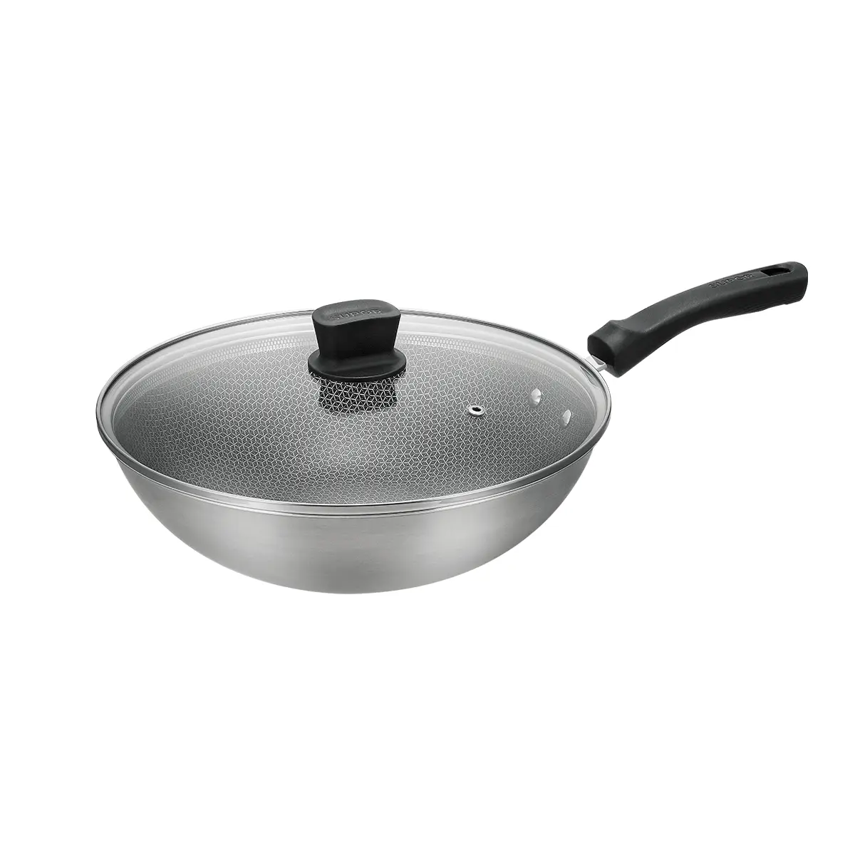 SUPOR 32cm Wok Pan, Non-stick Stainless Steel Stir Fry Pan for Home Kitchen Cooking, CC32JA19