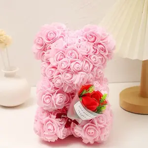 1pc Elegant Rose Bear with Lifelike Artificial Flowers - Perfect for Valentine's, Mother's Day, Weddings | Ideal for Home & Room Decor, Holiday Gifts, Bear Home Decor