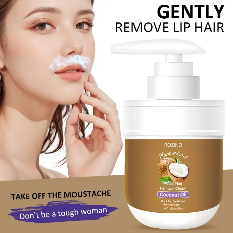 ROZINO Coconut Oil Hair Removal Cream - Gentle, Painless Beauty Products for Sensitive Skin Full Body Depilatory for Face, Arms, Legs,back to school