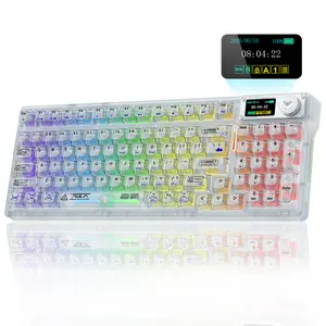 AULA F98 Pro Wireless Translucent Mechanical Rechargeable Gaming Keyboard, OLED Screen Knob Control, Hot Swappable Gasket Structure, RGB Backlit Tri-Mode Connection, Office Bluetooth Creamy Budget Keyboard Computer PC Accessory  TikTokShopfalldealsforyou