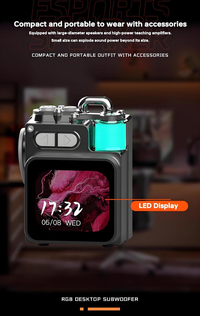 DK08 Smart Touchscreen Bluetooth Speaker: Ultra-Mini Portable Wireless Sound System with FM Radio, Subwoofer, Rechargeable Battery for Home, Office, Outdoor & Smartphone The Perfect Gift for Christmas, Birthday