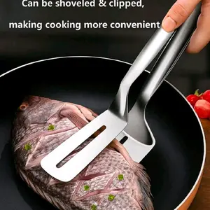 Stainless Steel Frying Shovel Clip,Multifunctional Steak BBQ Utensils Fried Fish Spatula,Bread Tongs Household Kitchen Tool,Food Flipping Steak Clips,Outdoor Picnic Pancake Turner,Frying Shovel Pancake,Pizza Steak Clip,Barbecue Grilling Cooking Tool