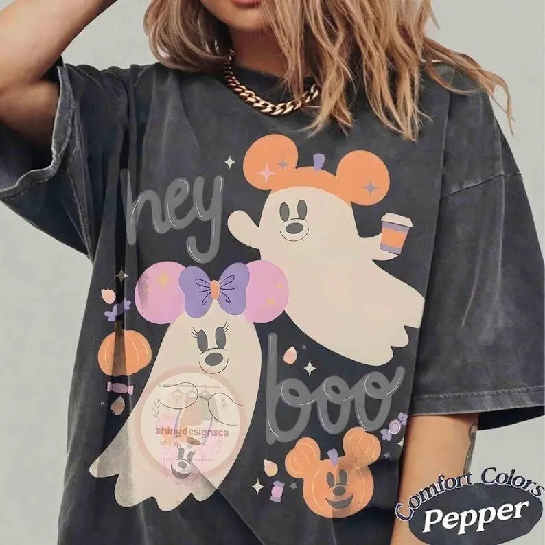 Comfort Colors Ghost Mouse Couple Halloween Shirt, Boo Too You T-Shirt, Spooky Season Family Trip Tee, Cute Haunted Cartoon Shirt, Magic Kingdom Inspired Halloween Gift, Retro Fall Graphic Tee