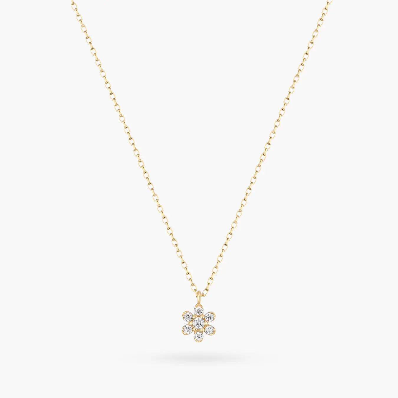 14K Diamond Dainty Daisy Gold Necklace