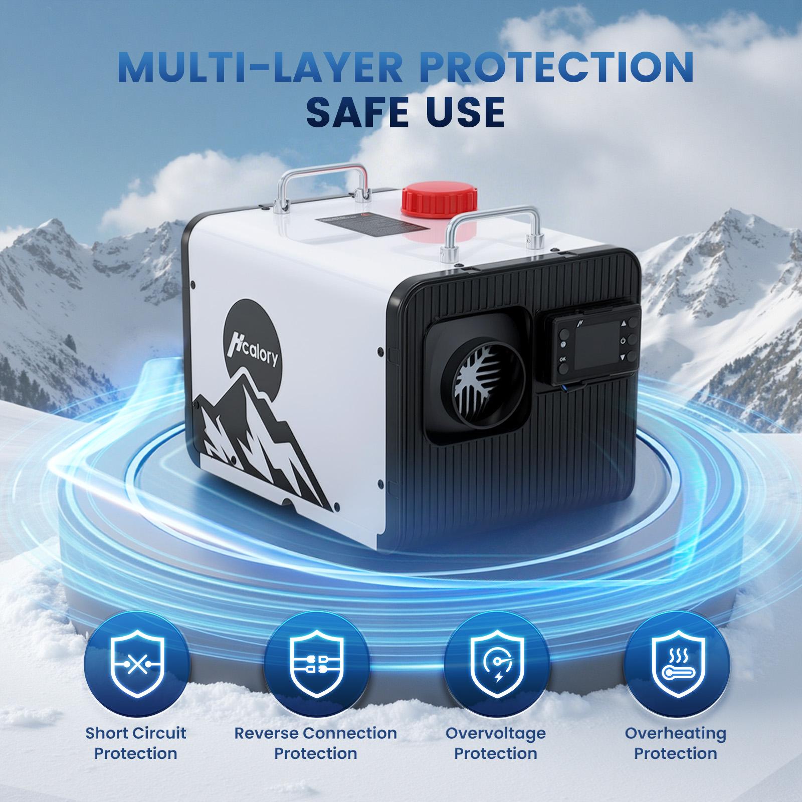 Hcalory 8KW 12V 24V Air Diesel Heater bluetooth Remote W/110V AC Adapter Caravan