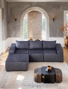 101" L-Shaped Modular Sectional Sofa - Boneless Cloud Couch with Corduroy Fabric, Memory Foam Support & No-Assembly Design – Perfect Fluffy Sofa Couch for Living Room