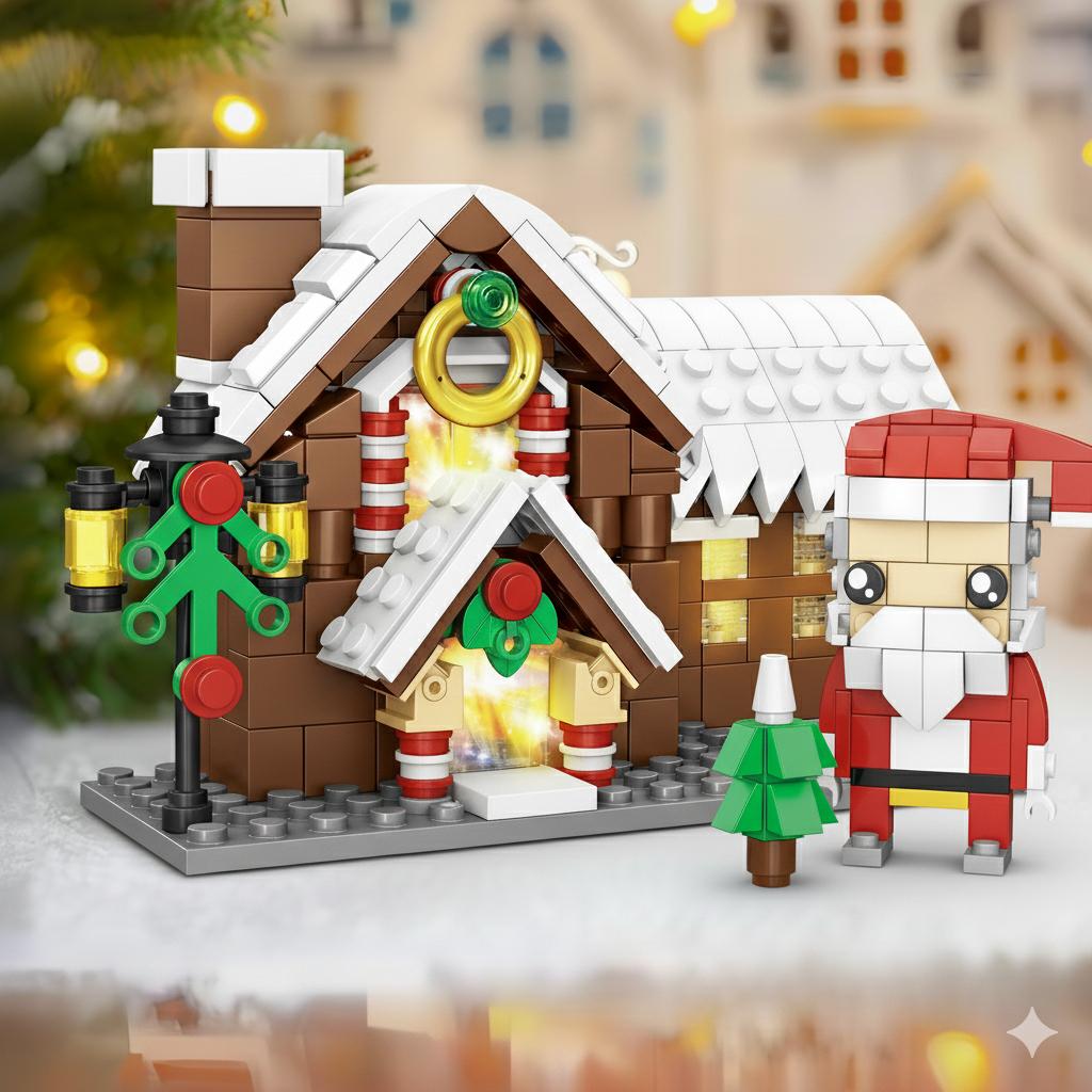 304PCS Christmas Building Blocks Set with Santa Tree & Festive House DIY Construction Toy for Kids Engaging Holiday Fun Educational Play Safe Fun