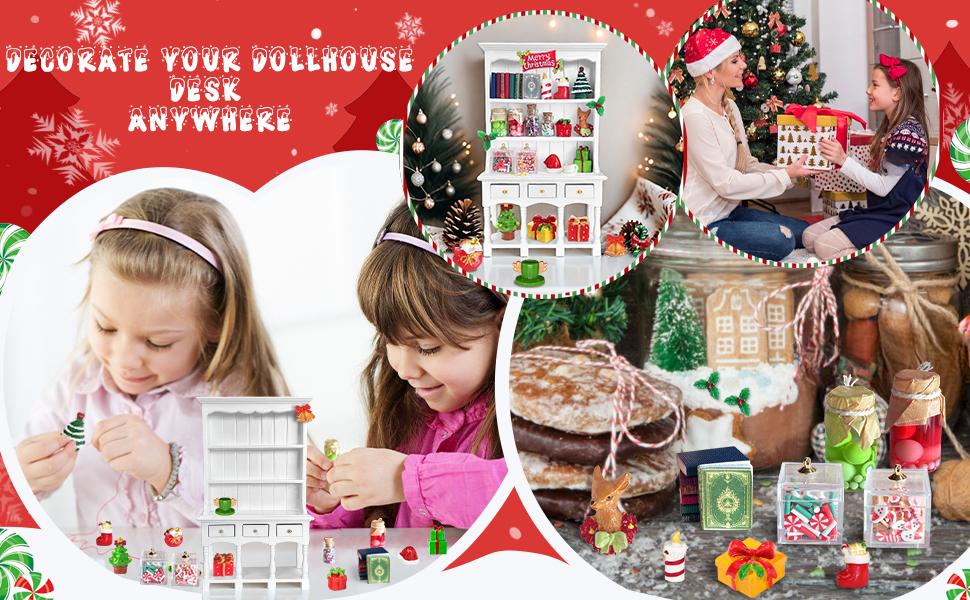 BEIREG Dollhouse Miniatures 1/12 Scale Accessories Handmade Wooden Bookshelf Furniture Set with Magic Bottle Potion Mini Bookcase Unique Black Friday Christmas Gift Decorations for Kids Gifts Playset christmas doll house