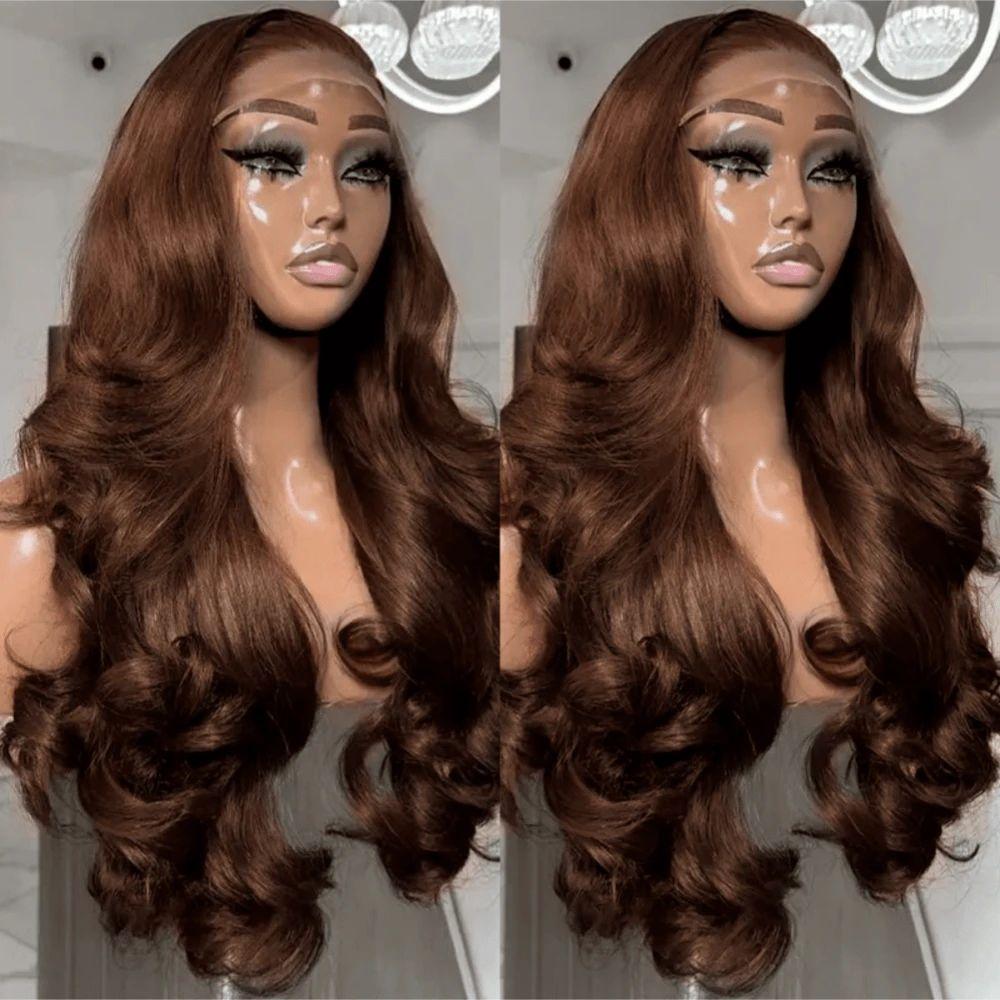 Bling Hair 13x6 Body Wave Chocolate Brown Lace Front Hair Wigs Brazilian Wigs For Women Body Wave13x4 Pre Plucked Honey Brown Lace Frontal Wigs 180Density TikTokShopBlackFriday