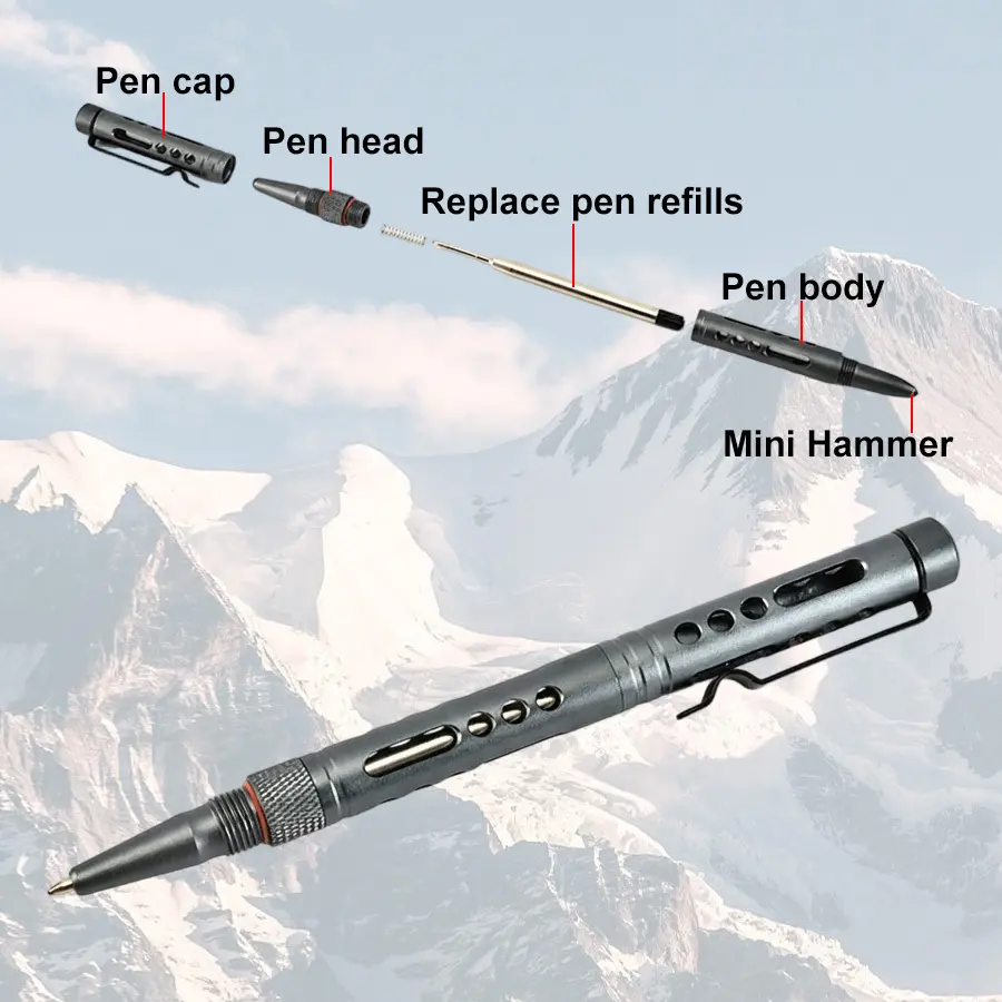 Premium Bolt-Action Smooth Writing Pen - Matte Grey Aluminum Executive Tactical EDC Everyday Carry Tool with Balanced Grip, Precision-Refillable Ink, Multipurpose Writing Stationery for Men, Elegant Gift Box