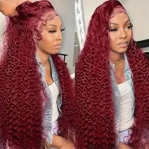 99J Burgundy Lace Front Wigs Human Hair Deep Wave 13x6 HD Lace Frontal Wigs Human Hair 180 Density Wig with Baby Hair Wig