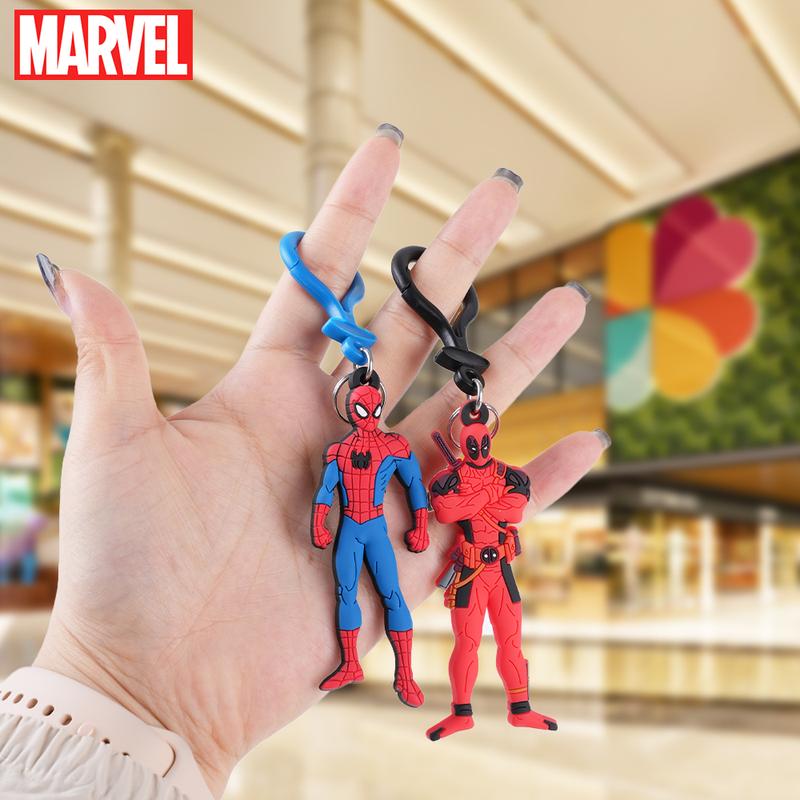 1PC Marvel Iron Man Deadpool Spider-Man Keychain Officially Licensed Novelty Collectible Super Hero Anime Peripheral Backpack Decoration Car key Pendant Desk Ornament Durable PVC Soft Rubber Gift
