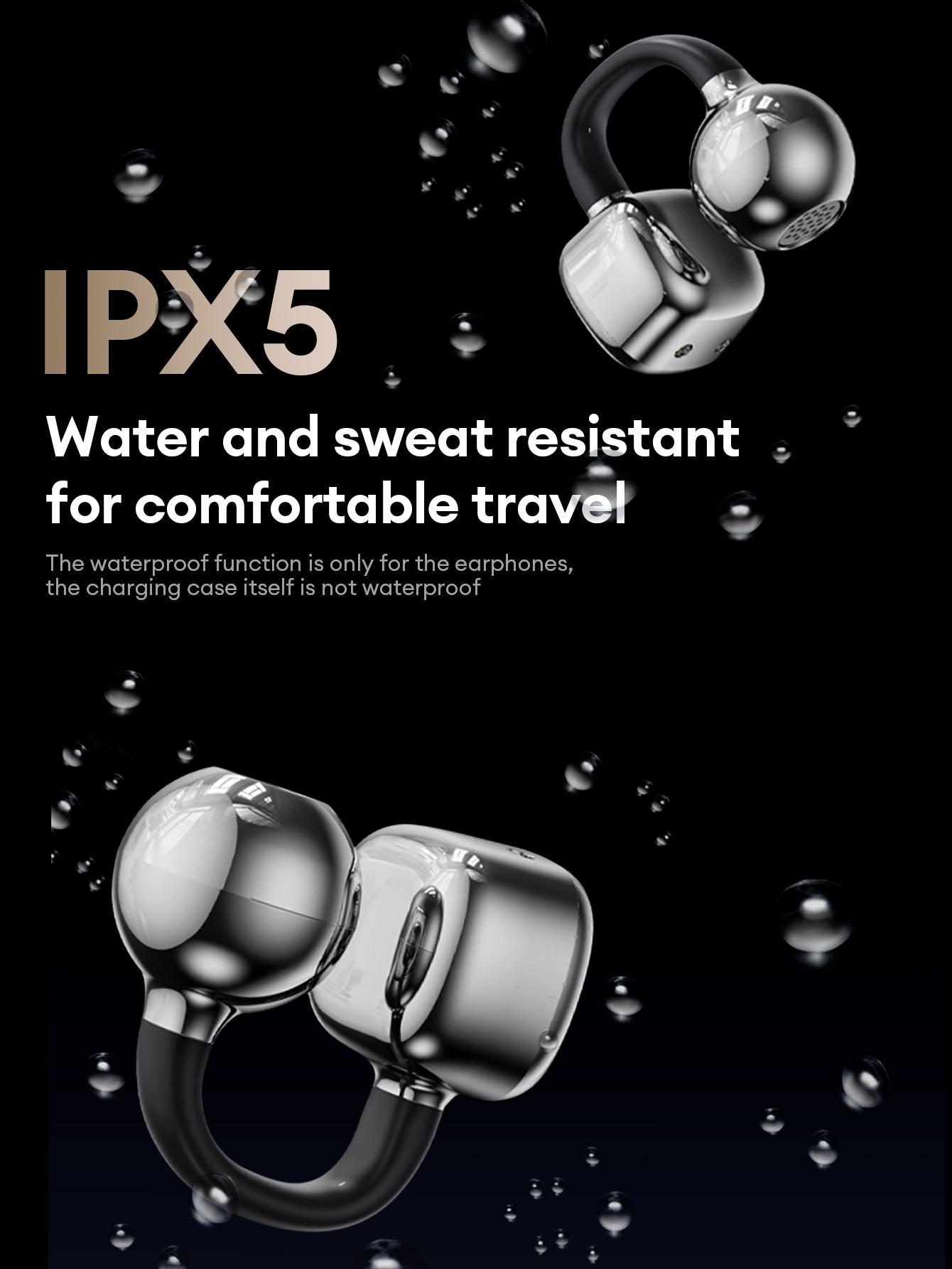 AOC ACD1501 Clip-On Wireless Headphones with 2025 Bluetooth 6.0, Faster & Stable Connection, Low Power Use, IPX5 Waterproof Audio Earbuds for Music & Calls, Comfortable for Sports & Workouts