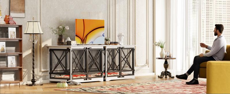 【TreasureFinds】COZPAW Dog Crate Furniture - 48 inch Heavy Duty Dog Crate Furniture for Extra Large Breed with Double Doors, Wooden XXL Modern Decorative Indoor Large Pet Kennel Side End Table TV Stand (White) 【TreasureFinds】COZPAW Dog Crate Furniture - 48 inch Heavy Duty Dog Crate Furniture for Extra Large Breed with Double Doors, Wooden XXL Modern Decorative Indoor Large Pet Kennel Side End Table TV Stand (White)