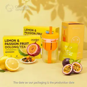 BOGO Lemon&Passion Fruit Oolong Tea 2 Cartons (80g 8g×10packs)×2 With Free Glass Bottle With Oolong Tea Apple Lemon Passion Fruit Mango Kumquat Lemongrass