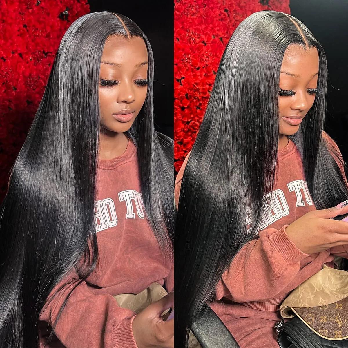 Bling Hair Glueless Pre-Cut Lace Wig 9x6 7x5 6x4 Real Human Hair Wigs Bone Straight 150% Density HD Transparent Pre Cut Lace Closure Wig Easy To Go No Glue