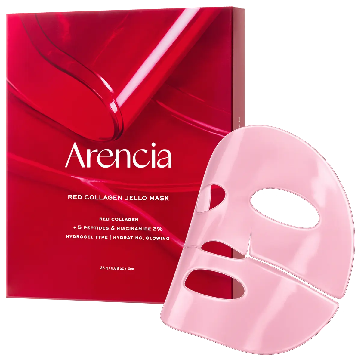 Red Collagen Jello Overnight Mask, Bouncy, Glow Skin with Red Collagen, Peptides, Niacinamide, 0.88oz x 4ea