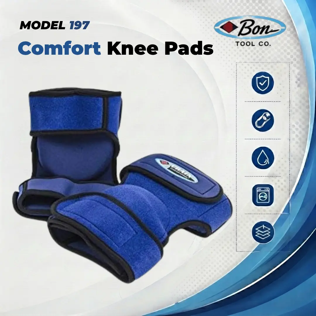 Bon Tool Blue Neoprene Knee Pads for Professional Flooring Installers – Protective Gear for Tile, Vinyl & Carpet Contractors