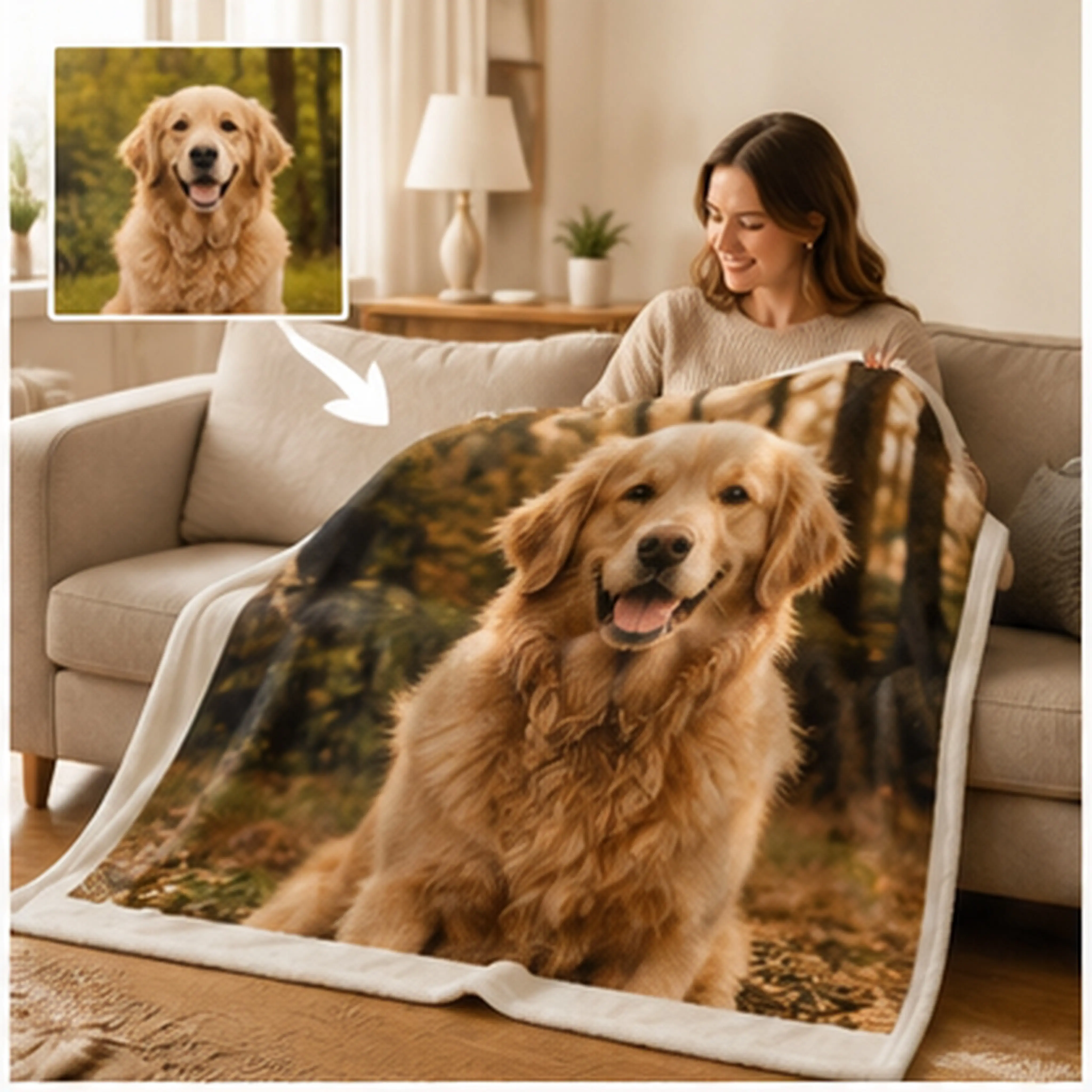 Custom Pet Photo Blanket | Anniversary & Wedding Gift | Personalized Memory Blanket