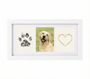 Fedudus Dog Paw Print Kit for Dogs & Cats, DIY Dog Fur Keepsake Frame with Paw Print Kit, DIY Pet Fur Keepsake Frame, Personalized Dog Gifts for Dog Lovers (White)