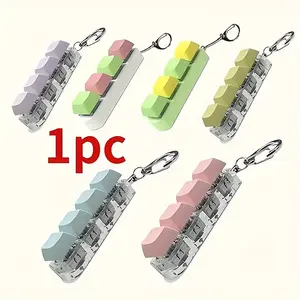 Chic Keyboard Cap Keychain w Secure Lobster Clasp PVC Acrylic Metal Pearl Accents for Handbag Backpacks Stylish Accessory