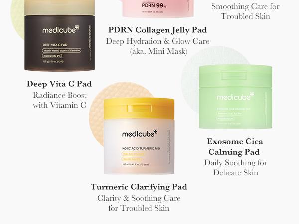 [medicube] Kojic Acid Turmeric Clarifying Toner Pad for Troubled Skin & Use After Spot Care | Soothing & Calming with Turmeric, Niacinamide, Glycolic Acid  | Korean Skin Care, 70 Pads