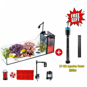 High-Tech Fish Tank Micro Ceramic Filter Bio Booster 4K HD Glass Aquarium Zero Maintenance Contemporary Design with Adjustable Focus Pendant Light and Dynamic Water Flow 4gal