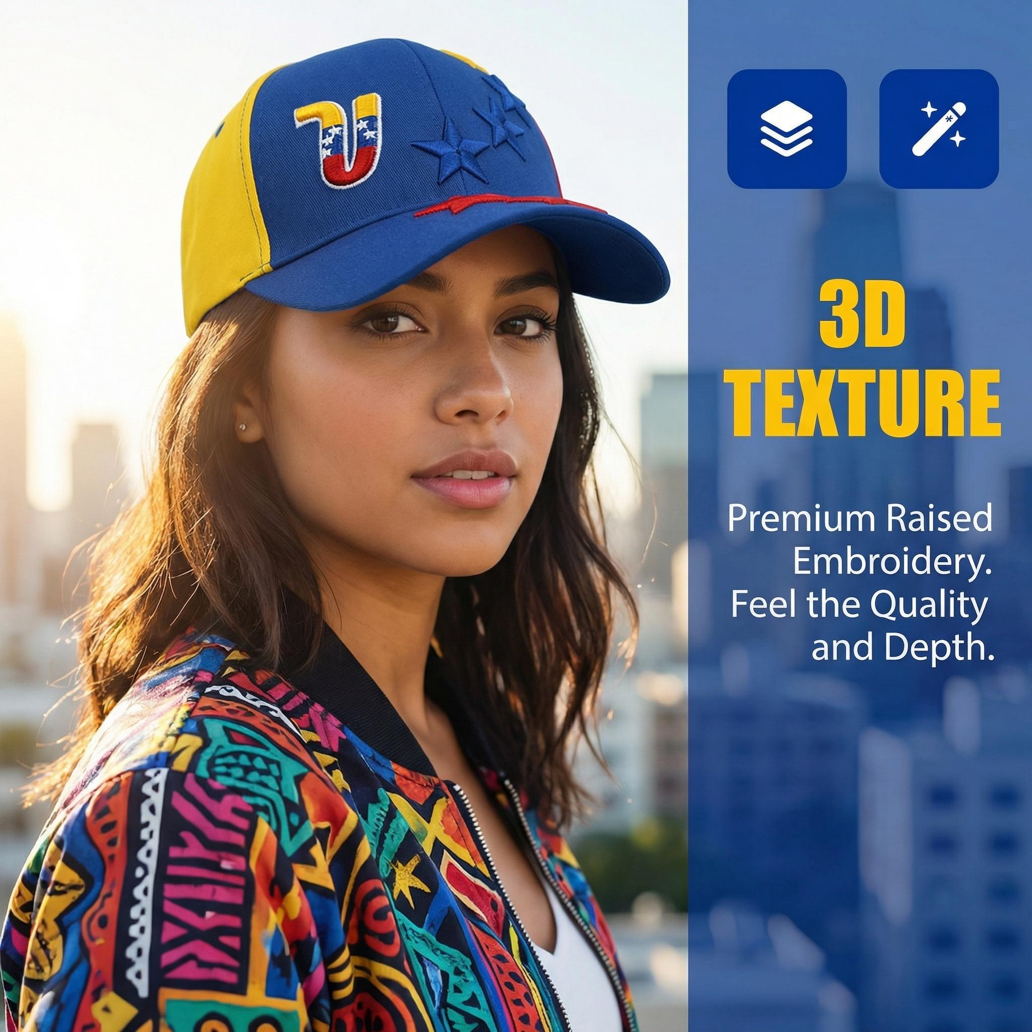 3D Embroidered Venezuelan Flag Baseball Cap| Adjustable Strap| Street Fashion Hat