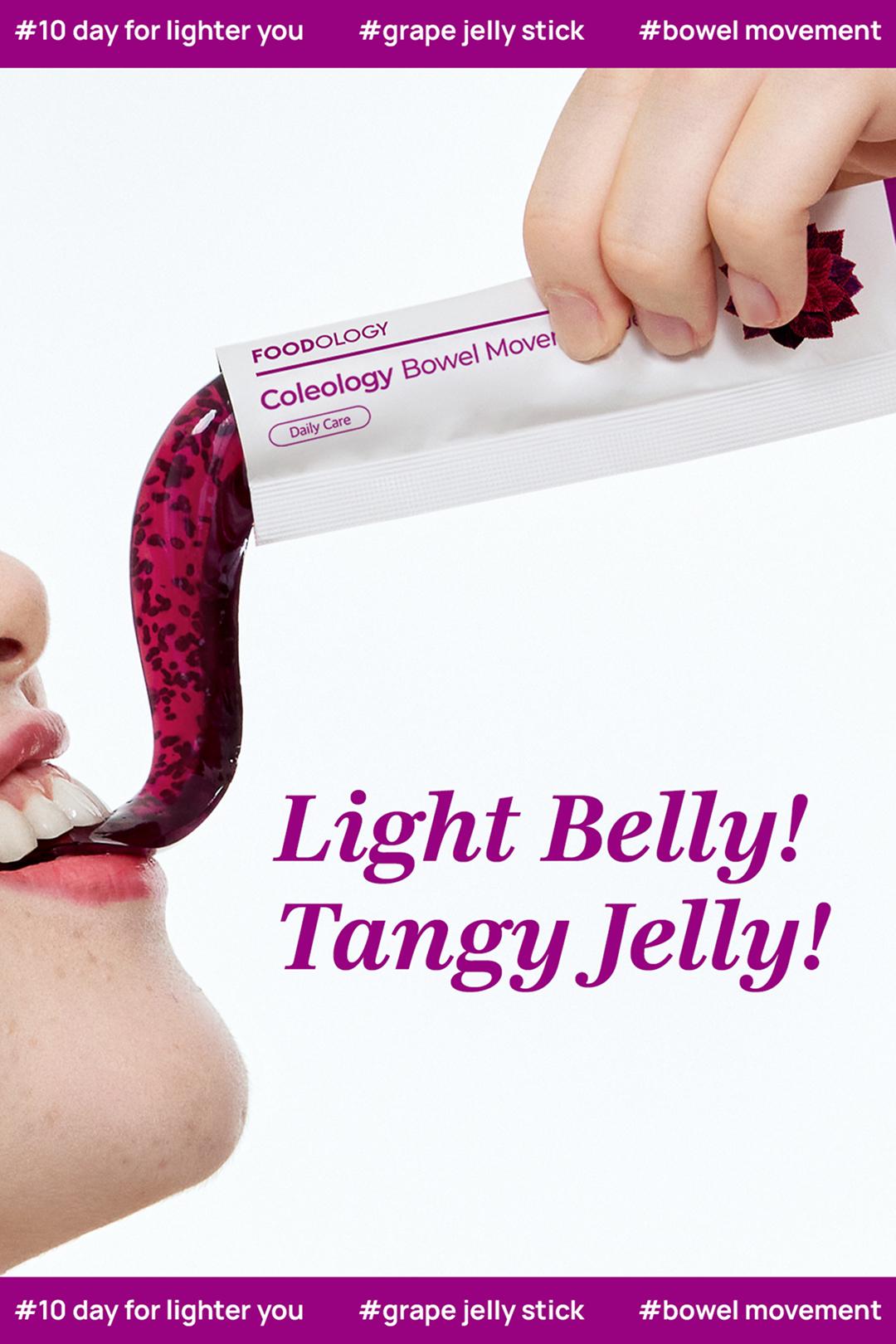 [FOODOLOGY] Coleology Bowel Movement Jelly, Gut Comfort Relieves Bloating and Supports more Comfortable Grape-Flavored Jelly Sticks,Fiber Supplement , Garcinia Cambogia, Collagen, Chia Seeds-1 Pack of 10