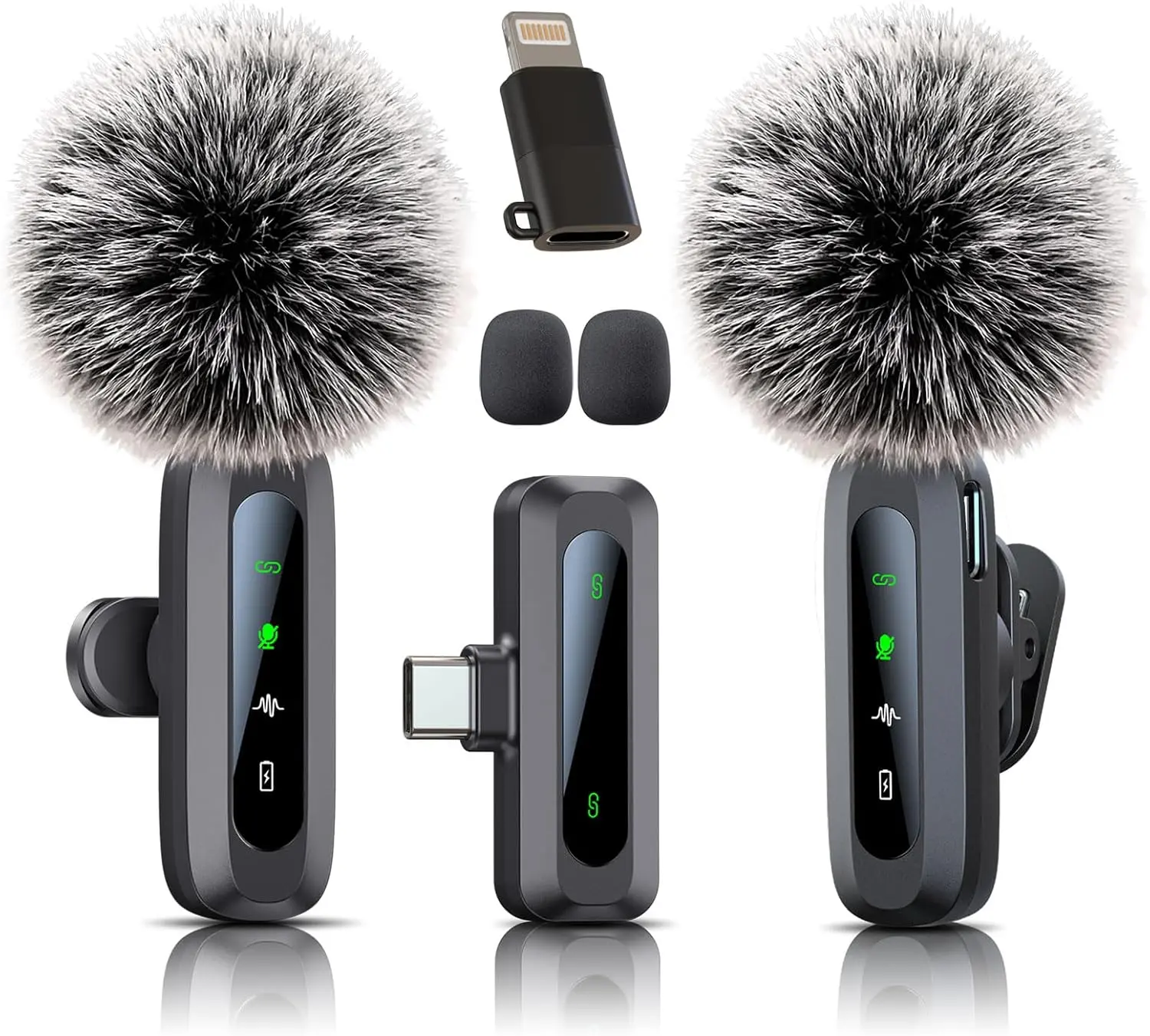 Wireless Mini Lavalier Microphone (Minilavmic) with Noise Reduction - Rechargeable Compact USB-C Audio Mic w/Receiver, Smartphone Compatible, Lightning Adapter, Works with Android/iOS, iPhone 15/16/17, iPad, Ideal for Video Recording, Vlogging