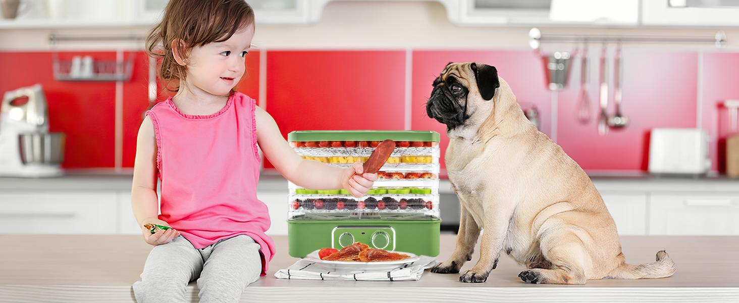 Pukomc Premium 5-Layer Food Dehydrator – AS-Grade BPA-Free Trays, Easy One-Touch Operation for Healthier Snacks (Eco-Friendly Green) Fruit Dryer Home Appliances Ice Cubes Maker