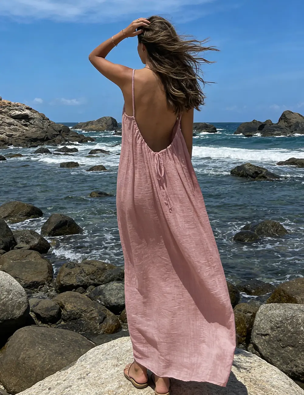 organic cotton womens dress The Waisted Color:CHALK-WOVLINEN It’s your go weekday Champagne Pink Satin Gold
