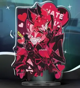 Lucifer Morningstar Alastor Hate You Love Heart Standee Hazbin Hotel Desk Decor Standees Funny Acrylic Decor Acrylic Charm Keychain Gift For Fan