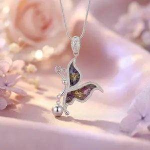 ”Ethnifly“ 925 Silve Ethnic Hand-Embroidered Butterfly Silver Necklace