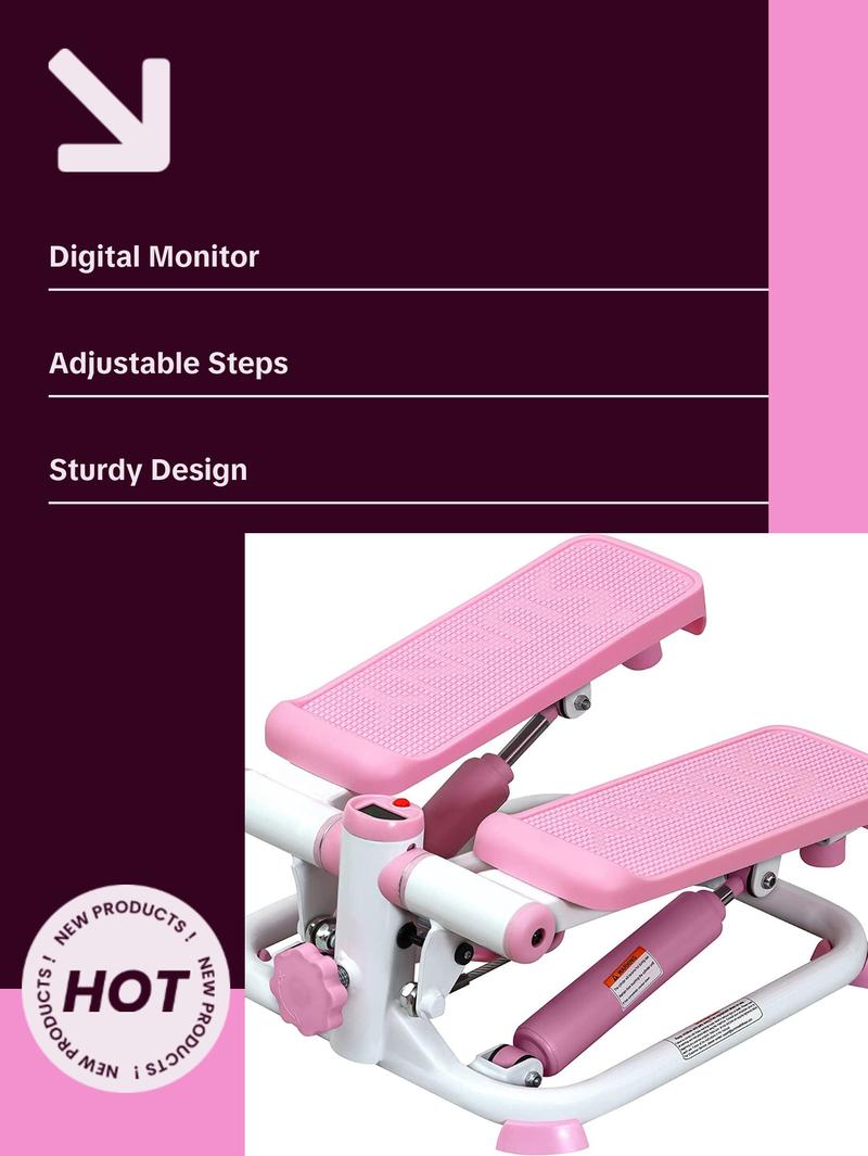 Mini Steppers for Exercise at Home, Stair Step Workout Machine with Resistance Bands, Full Body Cardio Equipment, Optional Smart Stepper with Sunnyfit App Connection