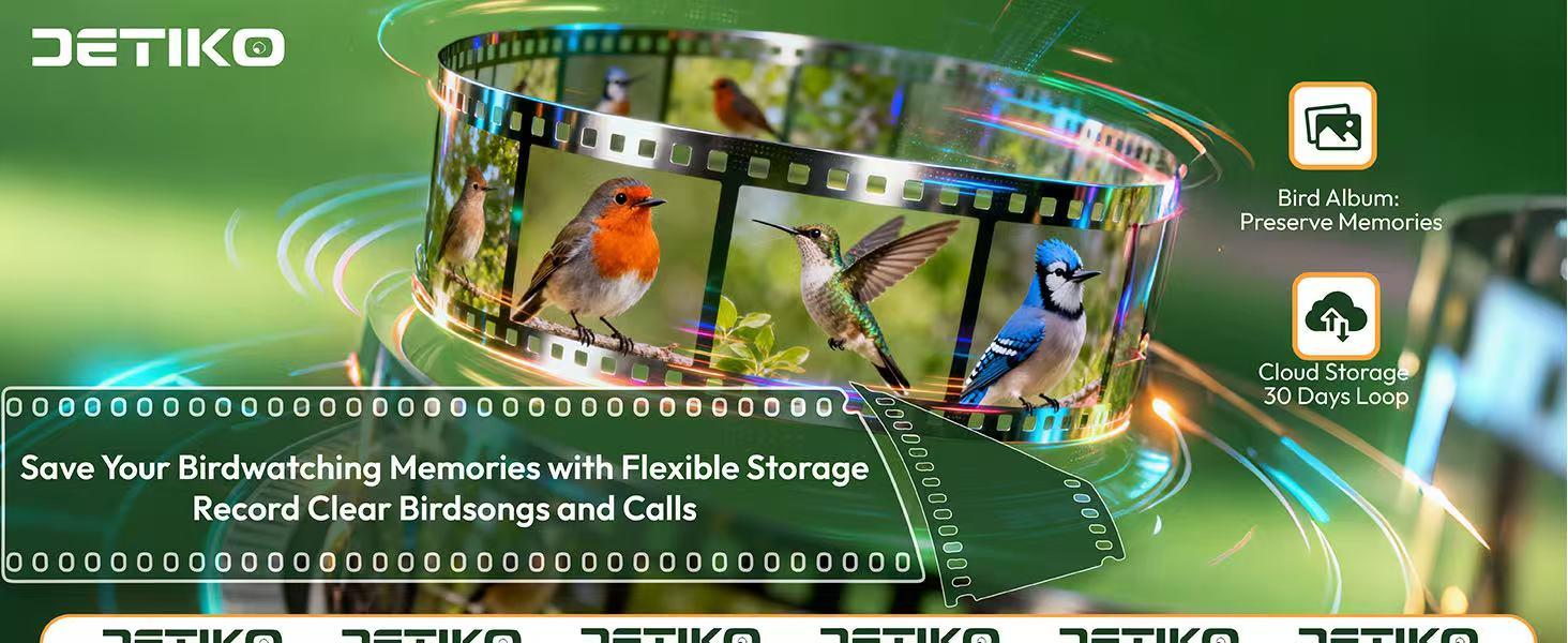 DETIKO Bamboo Bird Feeder with Camera, 2K HD, Auto AI Identify 2800+ Birds, Solar-Powered, Night Vision, Real-Time Alerts, Family/Friend Sharing, Gift for Nature Lovers