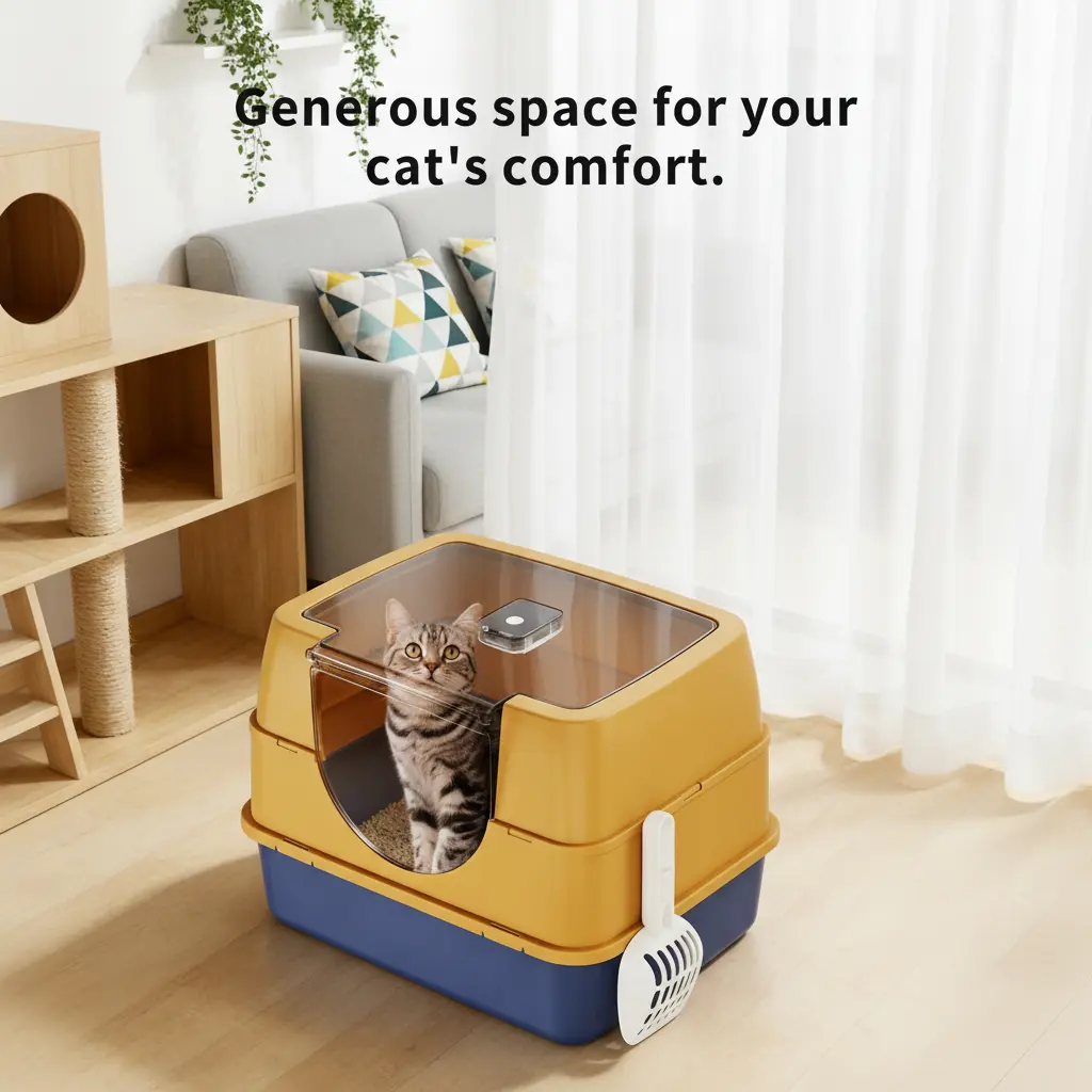 Fully Enclosed Cat Litter Box with Flip-Top Lid Odor-Locking Large Space Includes Scoop for Comfortable Pet Care black friday special Litterbox Wood