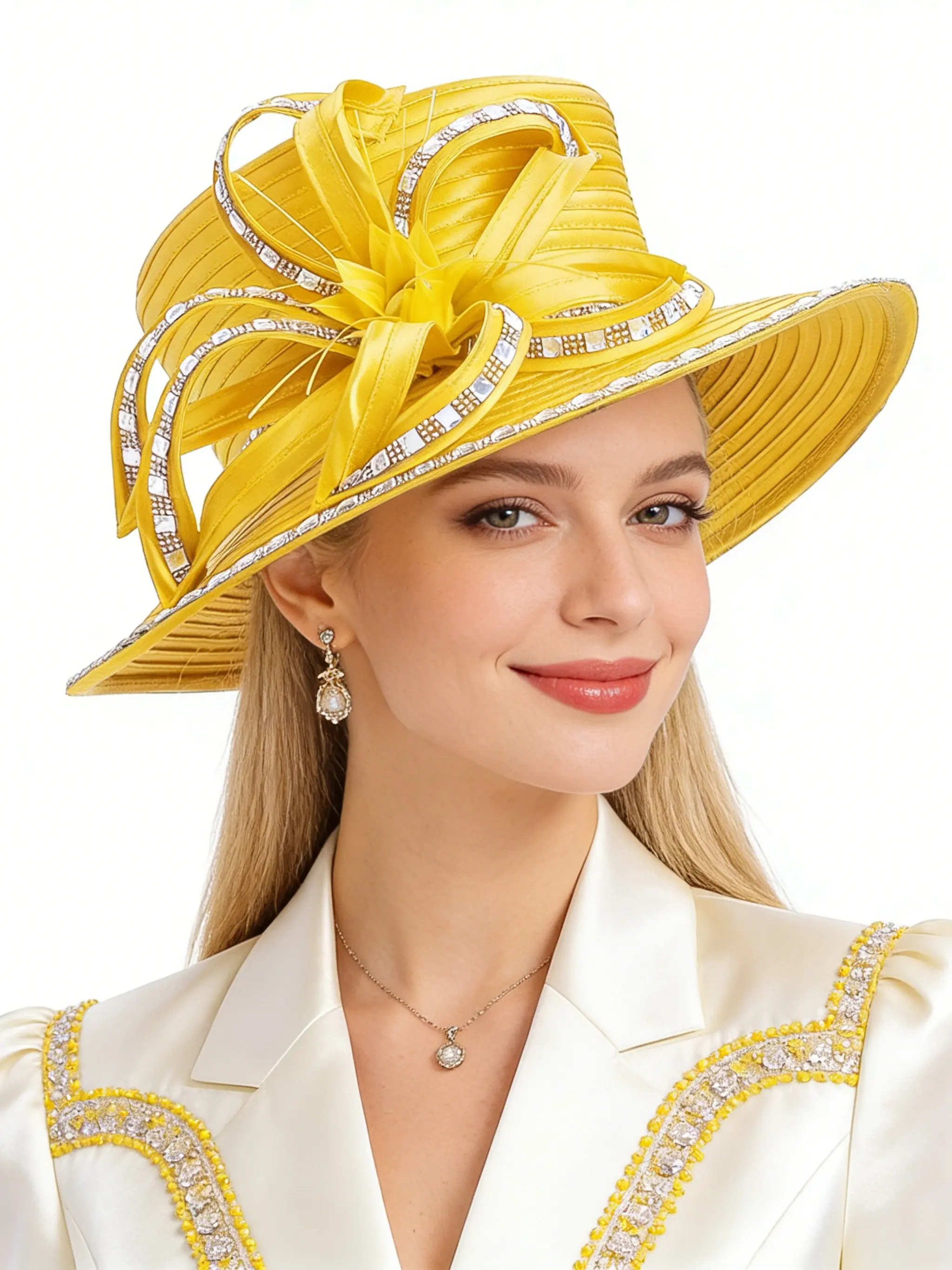 Women's Wide Brim Flat Top Hats Church Hat Bridal Wedding Tea Party Dress Hat Formal Flower Fascinator Hats Craftsmanship Fashionable Hats