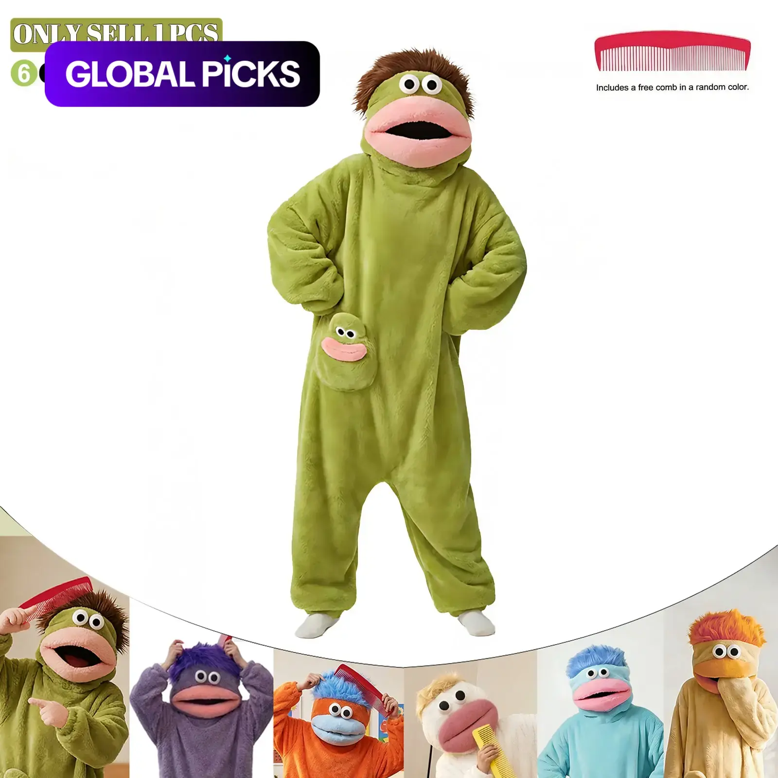 Adult Funny Animal Onesie Set, Super Soft Plush Hooded Home Blanket with Pockets, Robe & Comb, Perfect for Movie Night, Nightwear & Loungewear, Cozy Wear #GLOBAL PICKS